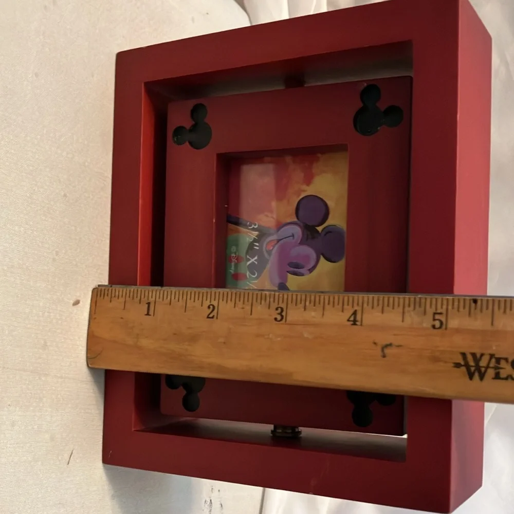 New.  Disney Reversible Mickey Mouse frame with mouse cut details. Nice redwood - Picture 11 of 12